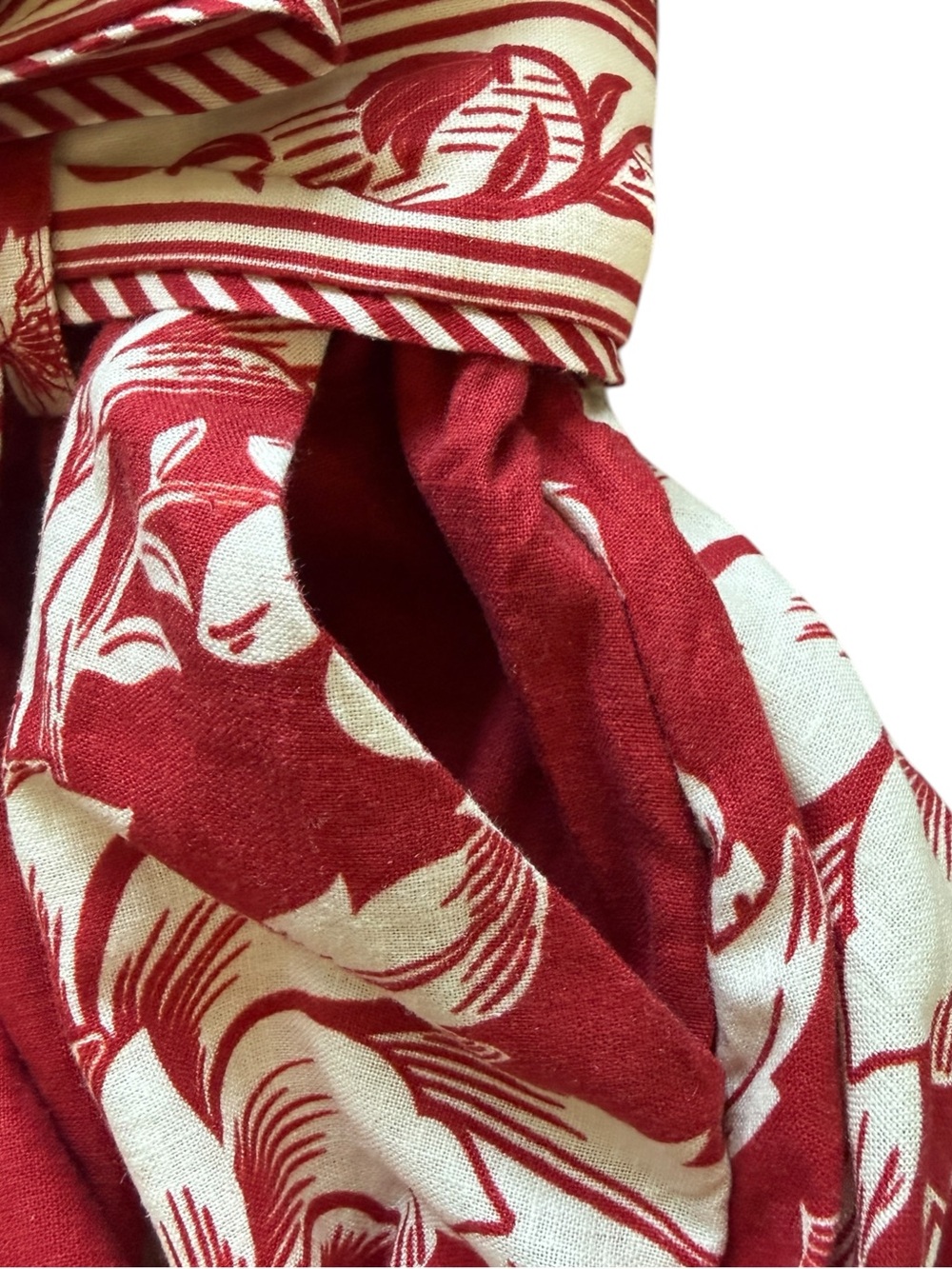 FARM Rio Guanacaste Red Gathering Romper L NWT Linen Floral Belted Jumpsuit $198 - Picture 11 of 16